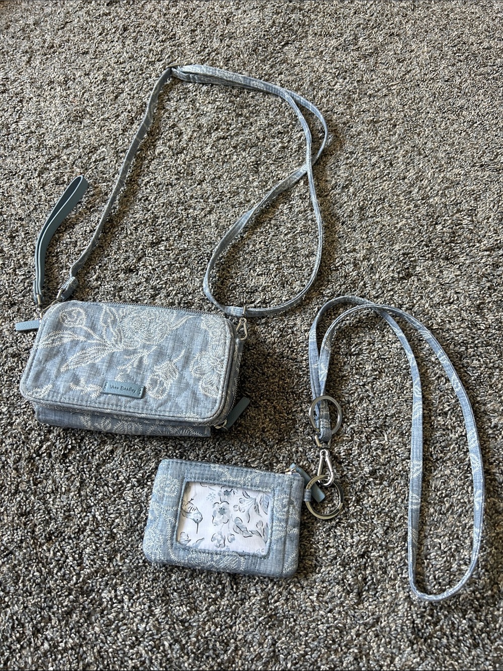 Vera Bradley Pale Blue Quilted Crossbody with Matching ID Wallet